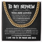 Cuban Chain Necklace on 'To My Nephew' message card, heartfelt birthday or graduation gift from aunt or uncle.