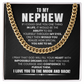 Cuban chain necklace with heartfelt message card for nephew, ideal gift from aunt or uncle for birthday or graduation.