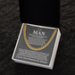 To My Man Cuban Link Chain Necklace in Gift Box with Sentimental Message, Perfect Valentine's Day or Anniversary Gift
