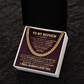Gold Cuban chain necklace with 'To My Nephew' message card, perfect gift for nephew's birthday or graduation.