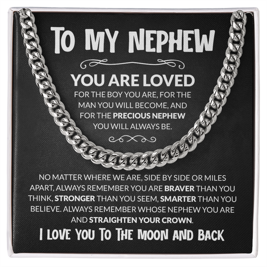 Cuban Chain Necklace for Nephew with Heartfelt Message Card, Perfect Birthday or Graduation Gift from Aunt or Uncle, Encouragement