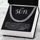 Cuban Link Chain Necklace with 'To My Son' Inspirational Message in Gift Box