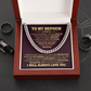 Cuban chain necklace gift for nephew with touching message card, perfect for birthdays and graduations from aunt or uncle.
