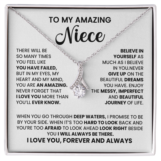 Elegant necklace for niece with heartfelt message, gift from aunt or uncle, encouragement and love jewelry.