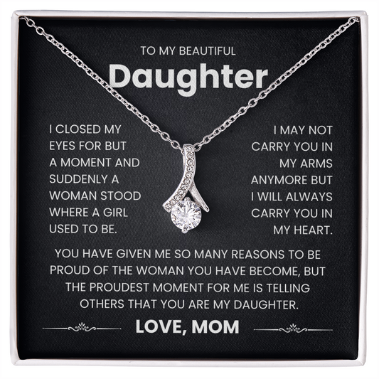 Love Knot Necklace for Daughter with heartfelt message and elegant pendant, perfect gift to cherish and symbolize enduring love.