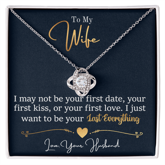 Love Knot Necklace for Wife - Unbreakable Bond Jewelry with Cubic Zirconia and Heartfelt Message