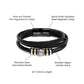 Love You Forever Nephew bracelet with black braided leather band, engraved message, stainless steel beads, and magnetic clasp.