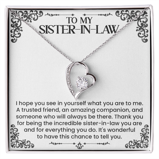 Forever Love Necklace for Sister-in-Law with Heartfelt Message Card