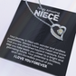 Heart-shaped Forever Love Necklace for niece with encouragement message from aunt or uncle, perfect for special occasions or milestones.
