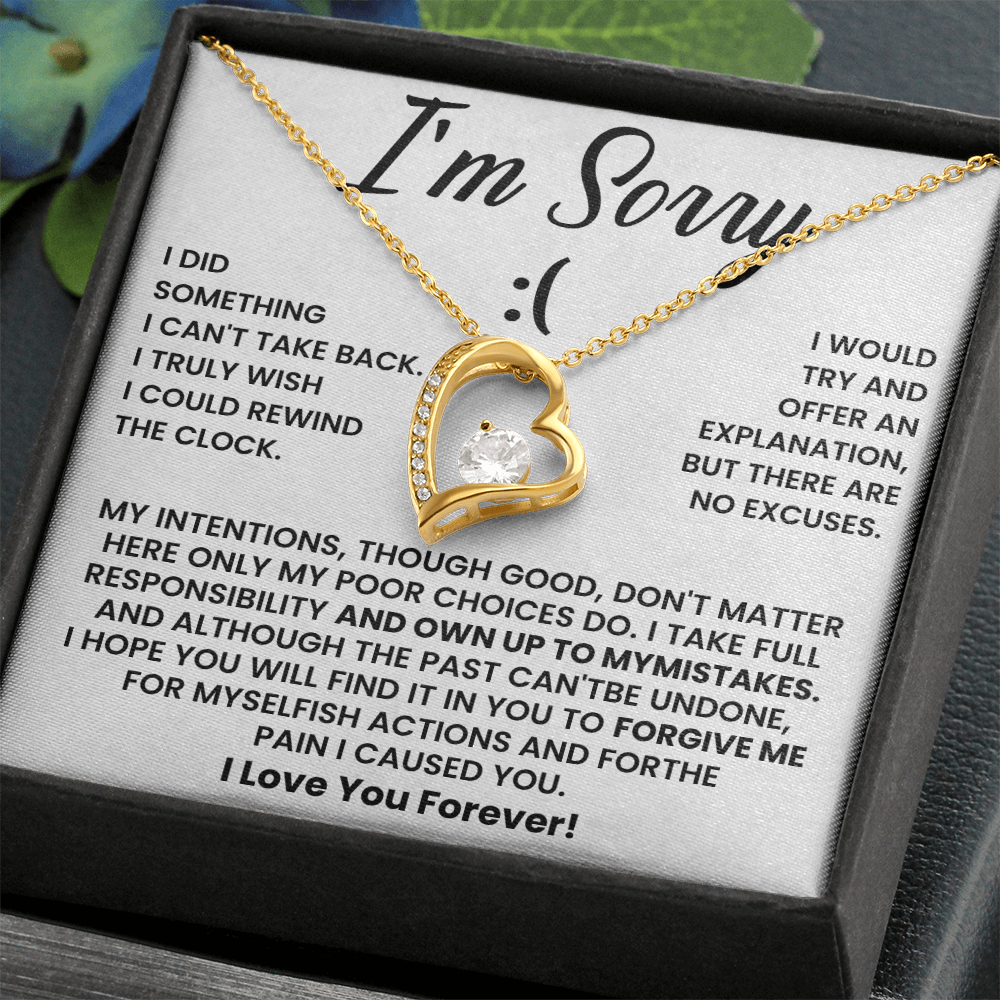 Forever Love Necklace - Elegant apology jewelry with heartfelt message for expressing regret, accountability, and unconditional love.