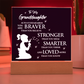 Inspirational acrylic plaque for granddaughter with bravery and love message, featuring silhouette design and LED lighted base.
