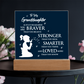 Inspirational 'To My Granddaughter' acrylic plaque with silhouette design and LED base, featuring a message of love and courage.
