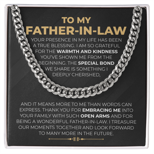 Cuban Link Chain Gift with Message Card for Father-in-Law, Appreciation Jewelry from Son or Daughter-in-Law